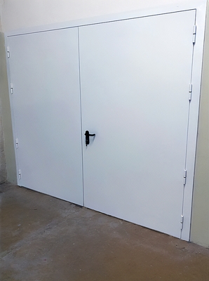 Белая распашная дверь Антипаника