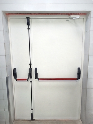 Белая дверь EI 60 + ручки антипаника Белая дверь EI 60 + ручки антипаника