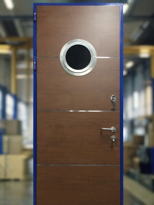 Дверь с МДФ и круглым стеклом Дверь с МДФ и круглым стеклом